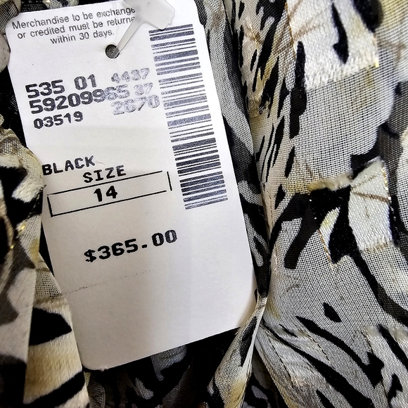 Nwt Saks Fifth Ave. Cattiva   Blk/Tan/Gold Floral Chiffon  Dress/Jacket  2pc Set - Picture 10 of 17